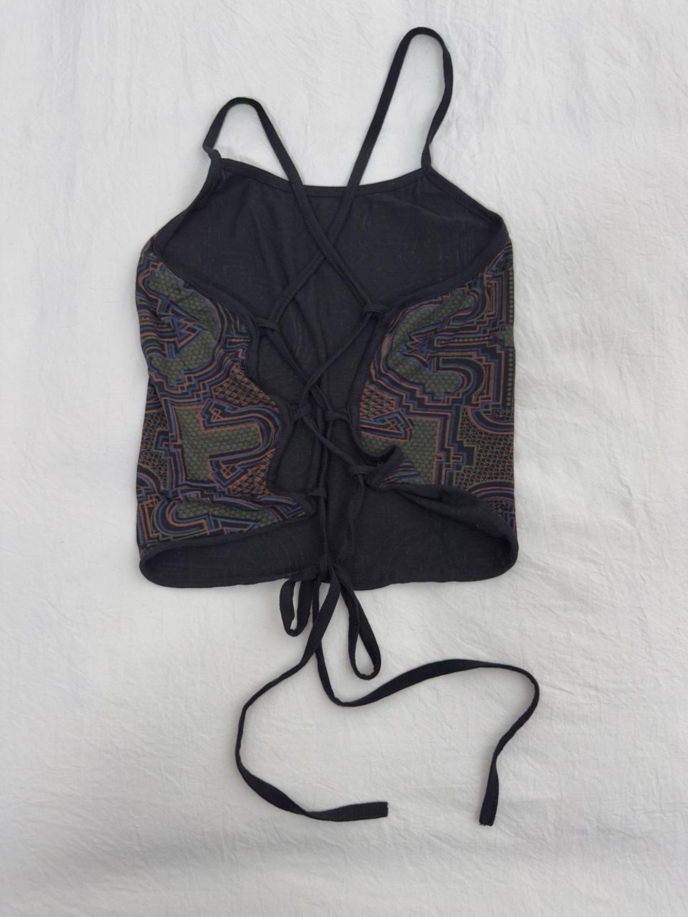 Lace Up Back Patterned Tank - Picture 7 of 8